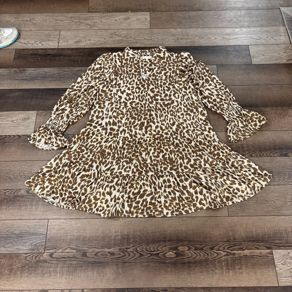 Jude Connally Brown and Cream Animal Print Dress